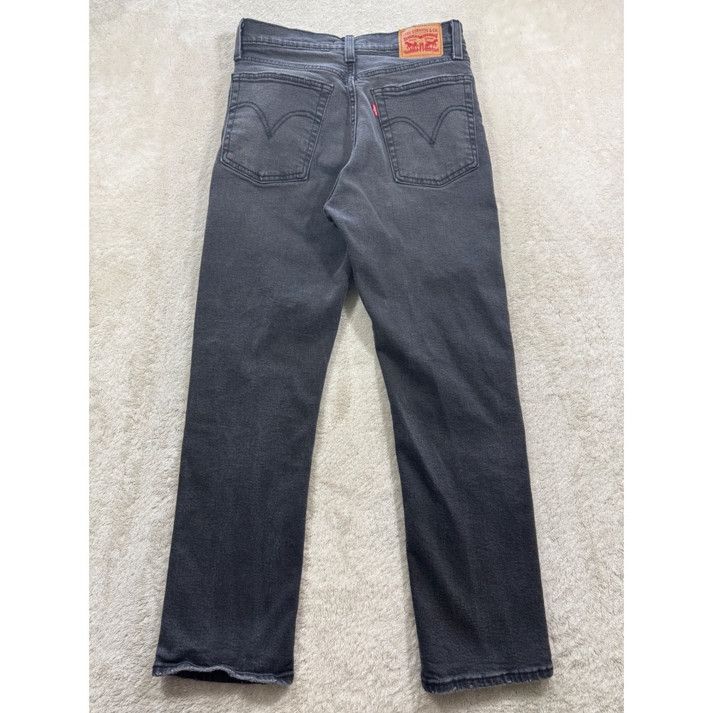 Levi's Womens Wedgie Straight Distressed Black Denim Jeans 29x28 Meas: 28x26.5 - Picture 3 of 9